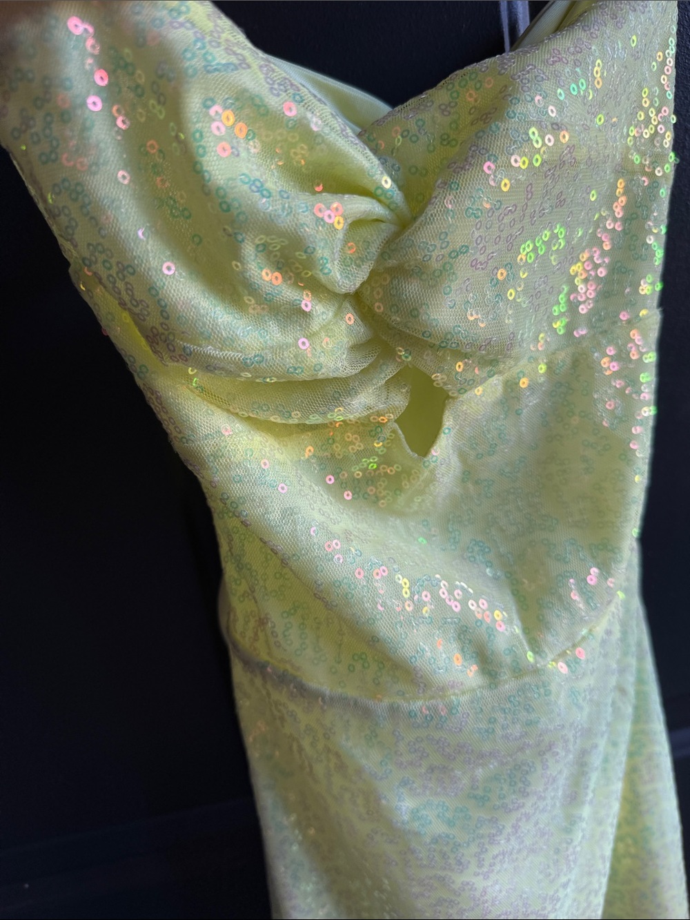 Lucy in the Sky Yellow/ Iridescent Sequin Homecoming Mini Dress size S - Picture 2 of 5